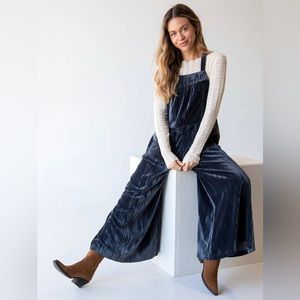 Natural Life Velvet Dakota Tie Overalls - Charcoal